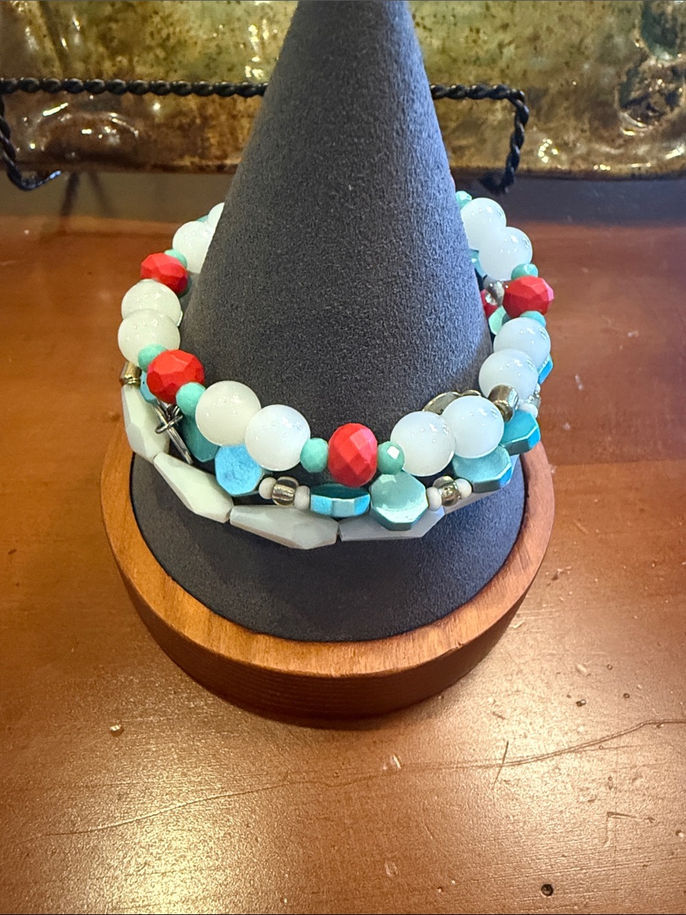 Erimish Turquoise, White & Red Beaded Bracelet Set